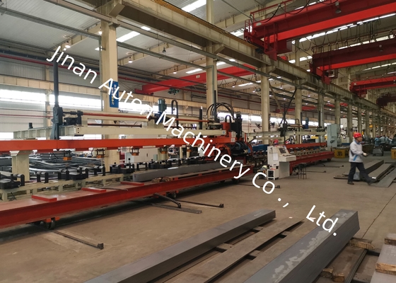 Lini Produksi Pengeboran CNC Balok Truk Ketebalan Pelat 4-9mm Panjang Benda Kerja 4000-12000 Mm