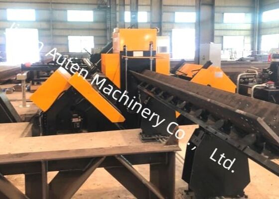 40m/Min Kecepatan Angle Feeding Cnc Steel Metal Boring Machine Line 3pcs Bor di setiap sisi