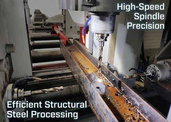 Model BHD500/3 Mesin Pengolah Gabungan Baja Bagian H CNC Kecepatan Spindel 100~3000r/Menit