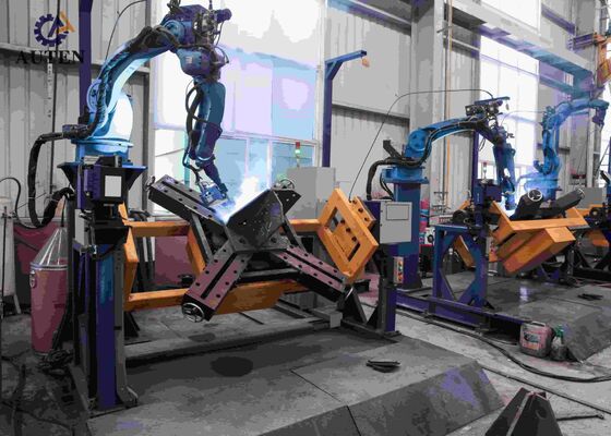 Mesin Pukulan Sudut CNC Pemosisian Ganda Robot Gantry 5 Sumbu Untuk Pengelasan Menara Transmisi Akurat